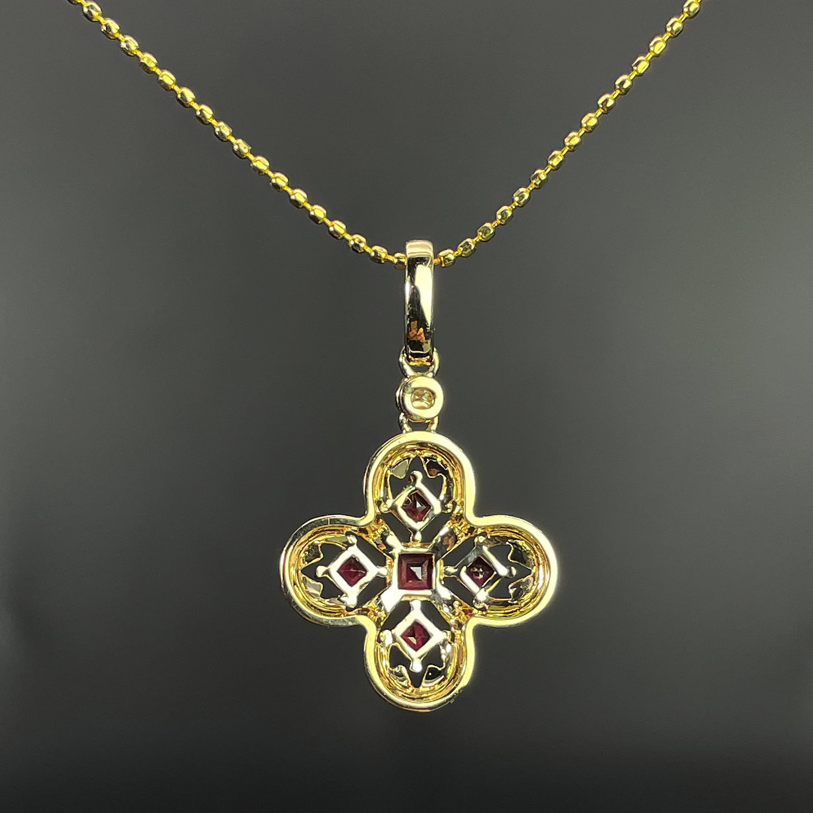 14k Gold 0.43 Ctw Natural Ruby & Diamond Pendant( Without Chain ) - 4