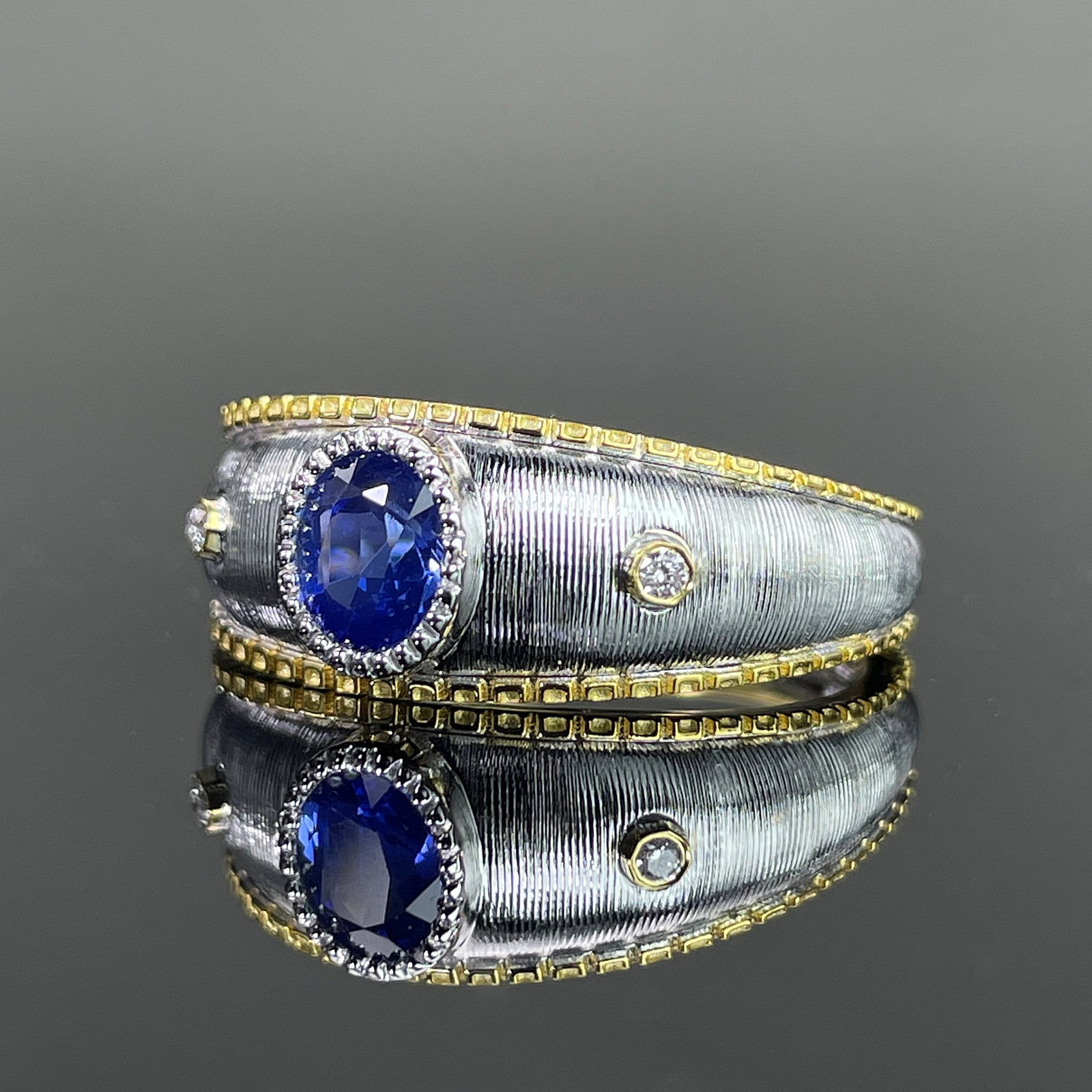14k Gold 0.49 Ctw Natural Sapphire & Diamond Ring - 2