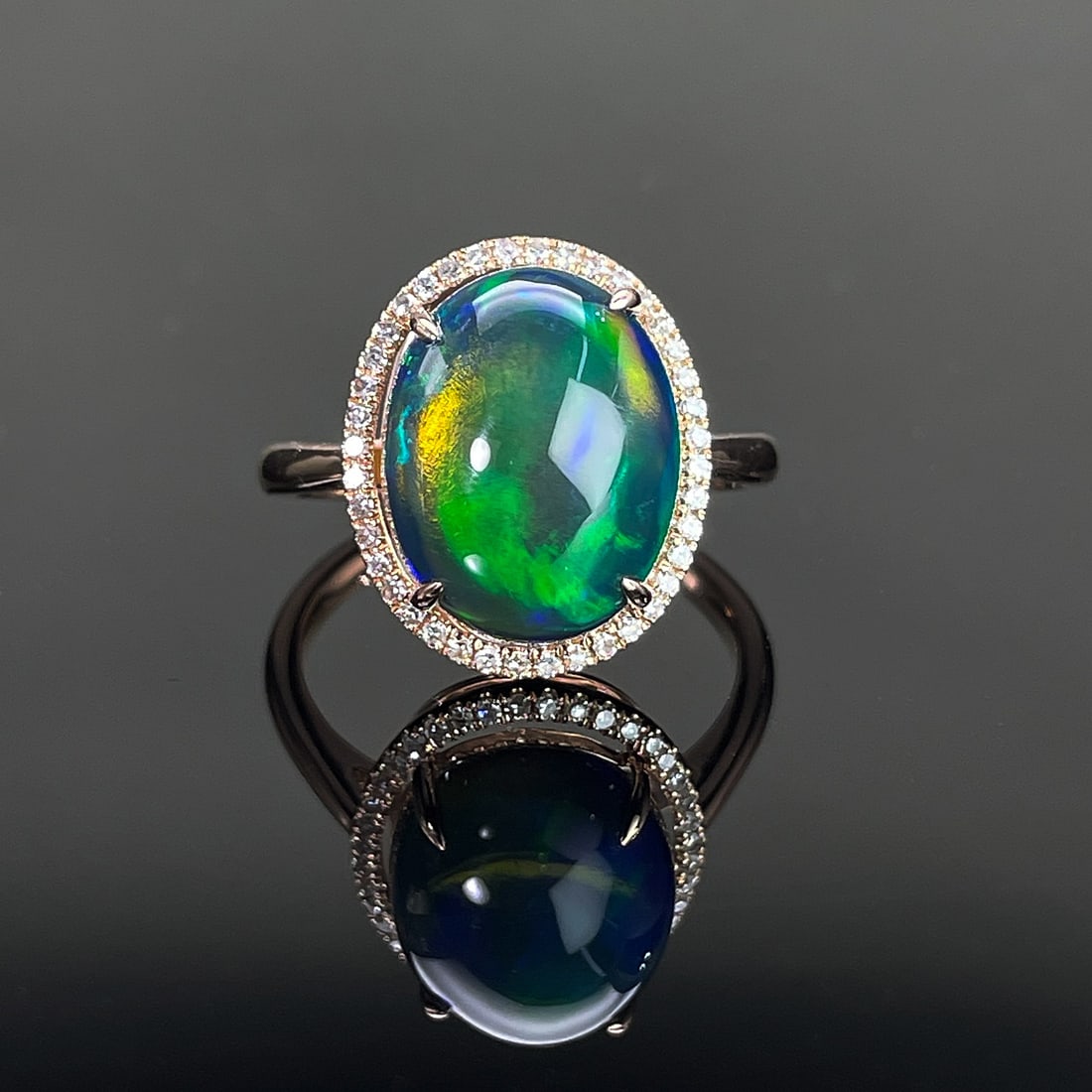 14k Gold 3.7 Ctw Natural Opal & Diamond Ring (1 of 5)
