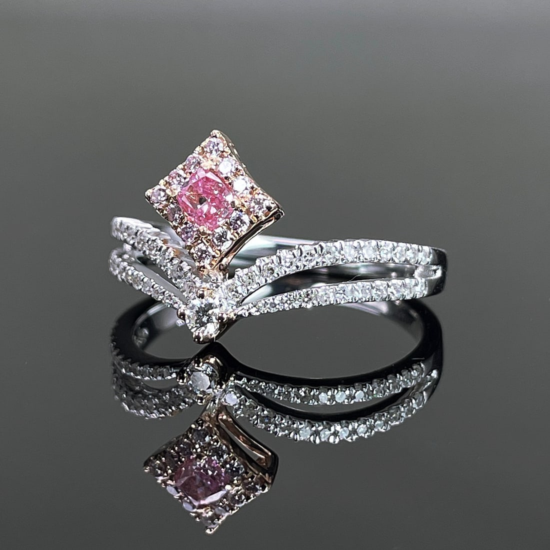 14k Gold 0.41 Ctw Natural Pink Diamond & Diamond Ring - 2