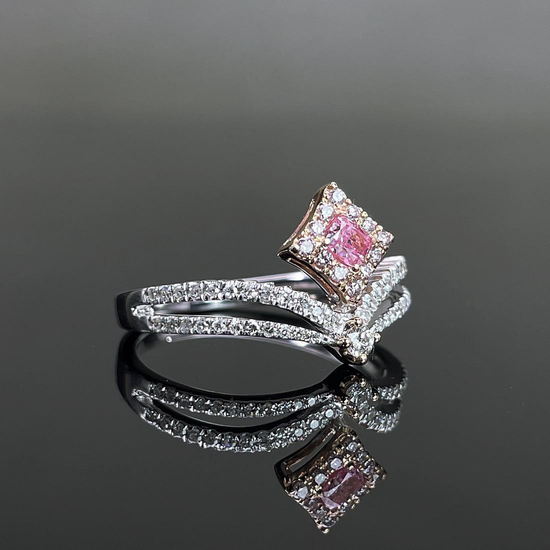 14k Gold 0.41 Ctw Natural Pink Diamond & Diamond Ring - 3