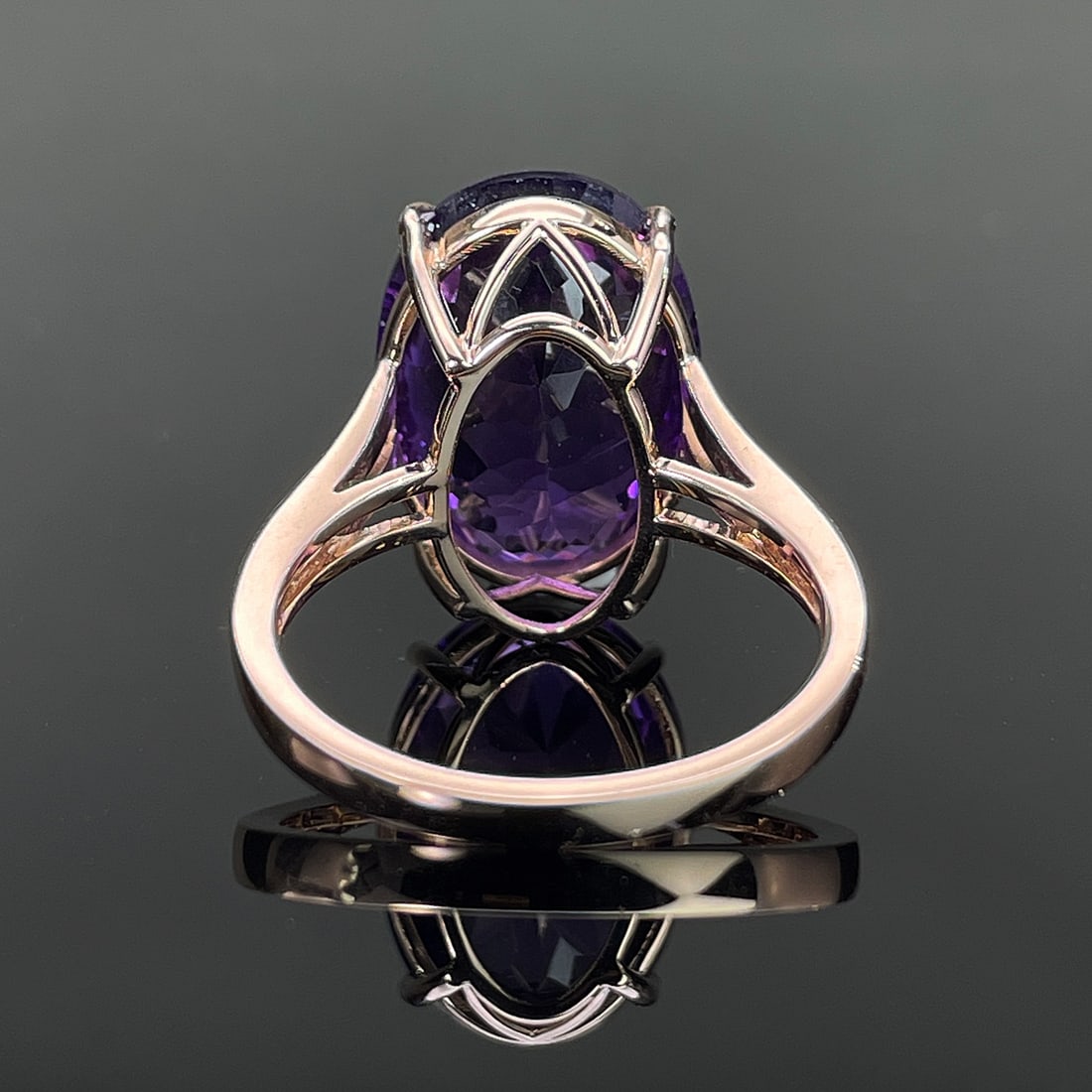 14k Gold 12.24 Ctw Natural Amethyst & Diamond Ring - 4
