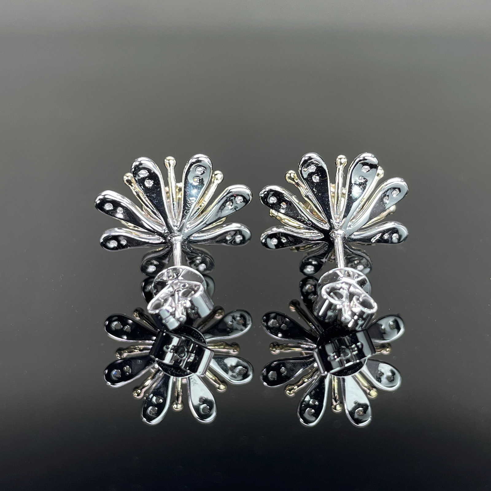 14k Gold 0.72 Ctw Natural Yellow Diamond & Diamond & Flowers Earrings - 4