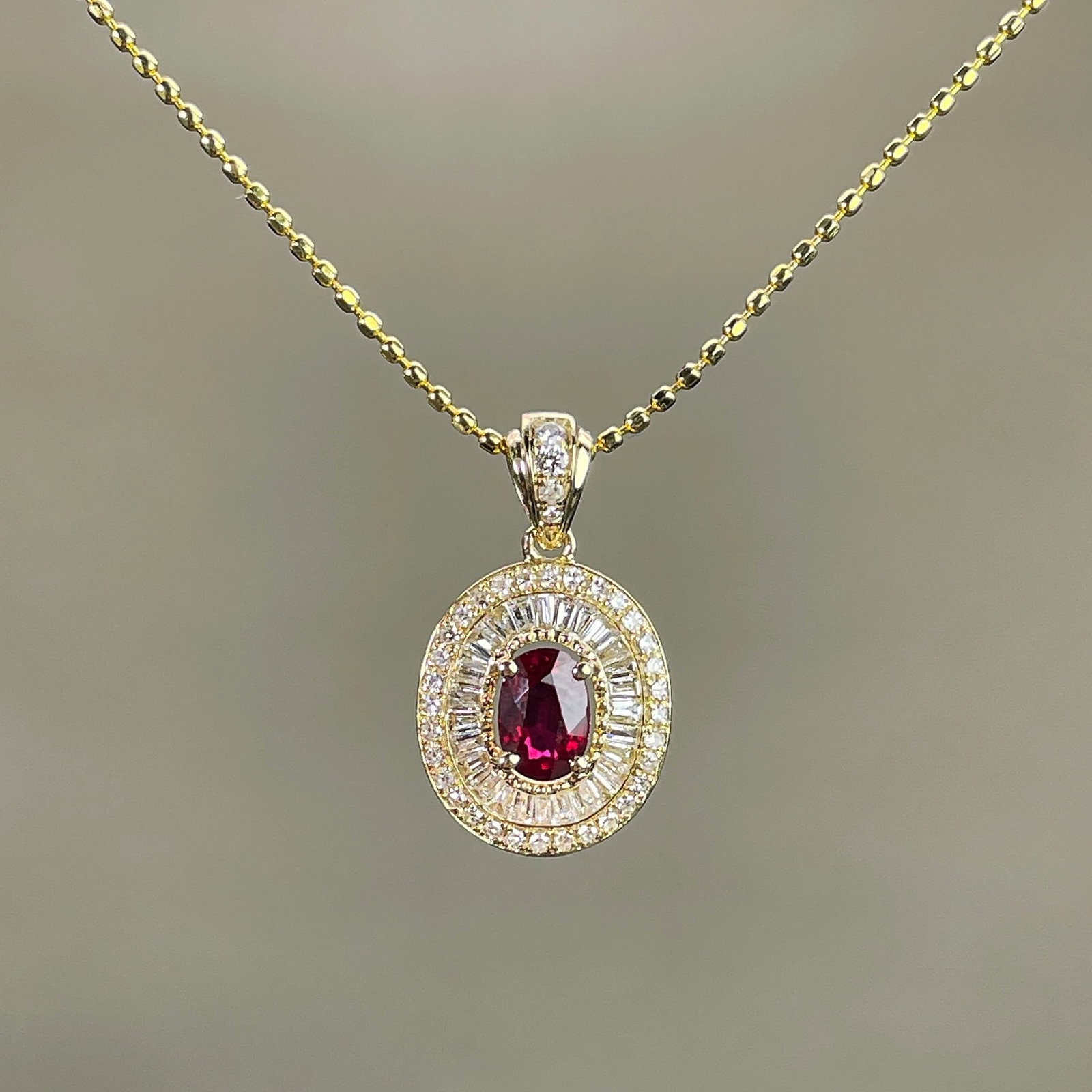 14k Gold 0.82 Ctw Natural Ruby & Diamond Pendant( Without Chain ): Ref:231168044 // gold content:14k gold // main gemstone:ruby // shape:oval // carat weight:0. 42ct // color:red // treatment:natural // // adjacent gemstone 2 : diamond // shape:multiple // carat
