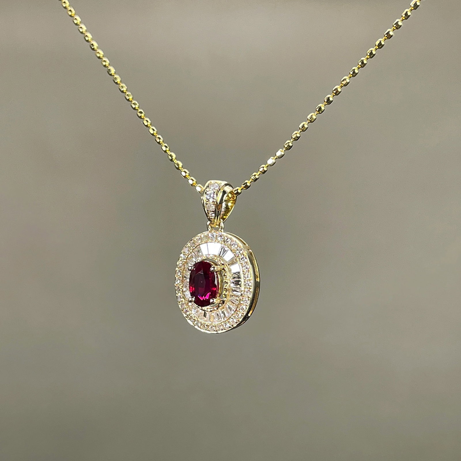 14k Gold 0.82 Ctw Natural Ruby & Diamond Pendant( Without Chain ) - 2