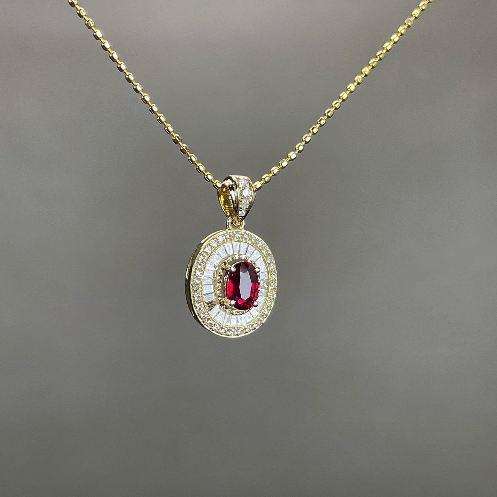 14k Gold 0.82 Ctw Natural Ruby & Diamond Pendant( Without Chain ) - 3