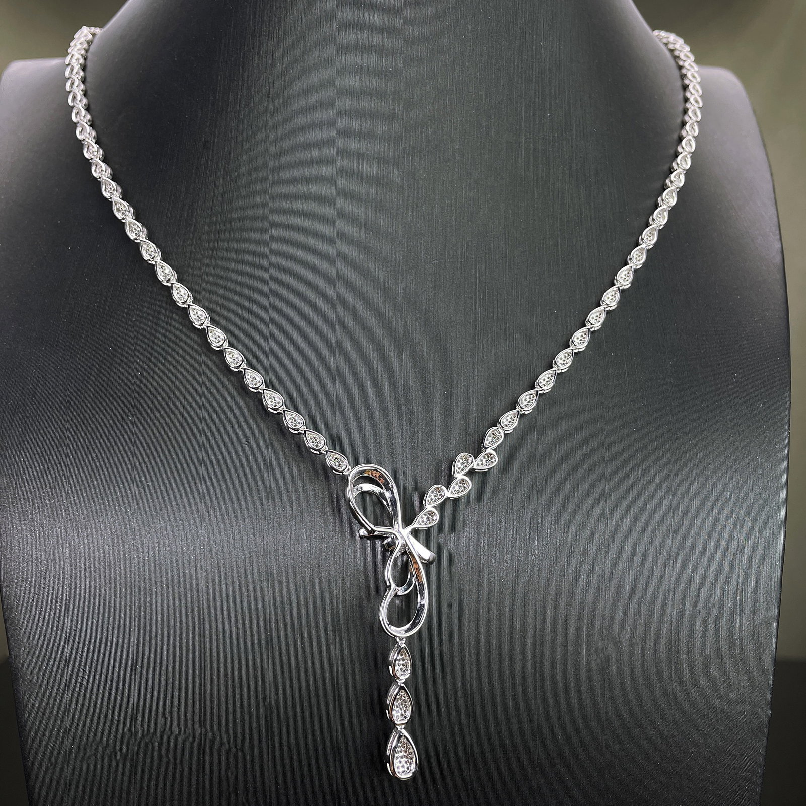 14k Gold 1.48 Ct Natural H Diamond Necklace - 4