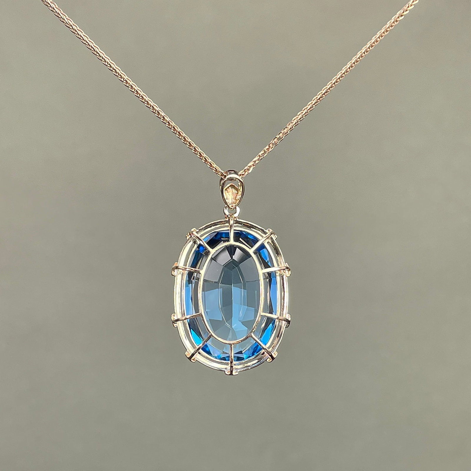 14k Gold 23.43 Ctw Natural Topaz & Diamond Pendant( Without Chain ) - 4