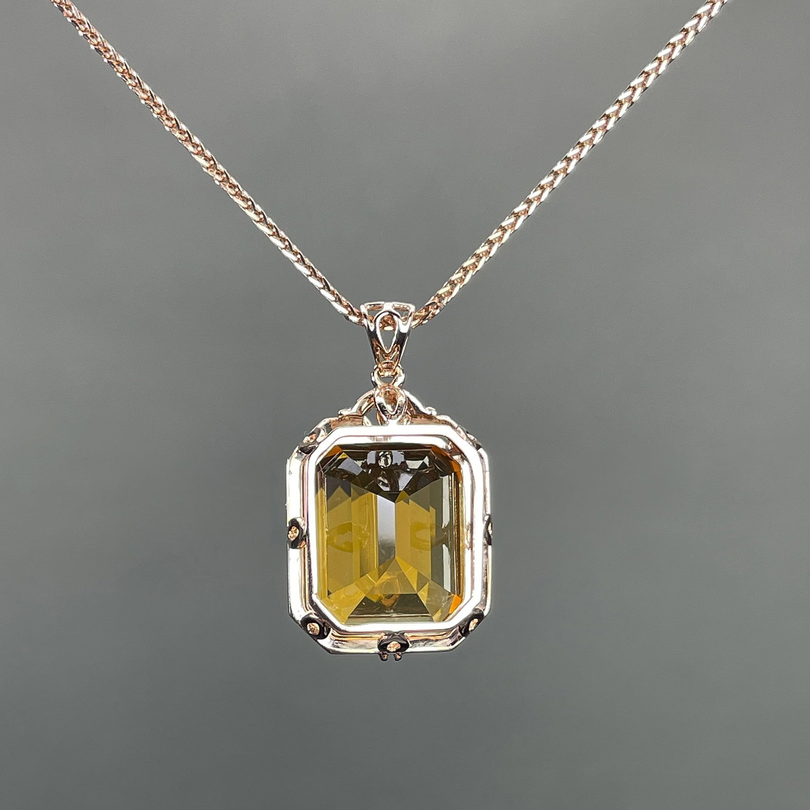 14k Gold 10.00 Ctw Natural Citrine & Diamond Pendant( Without Chain ) - 4