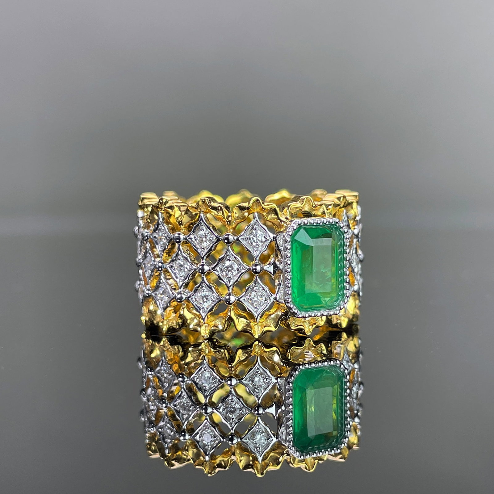 14k Gold 1.24 Ctw Natural Emerald & Diamond Ring - 3