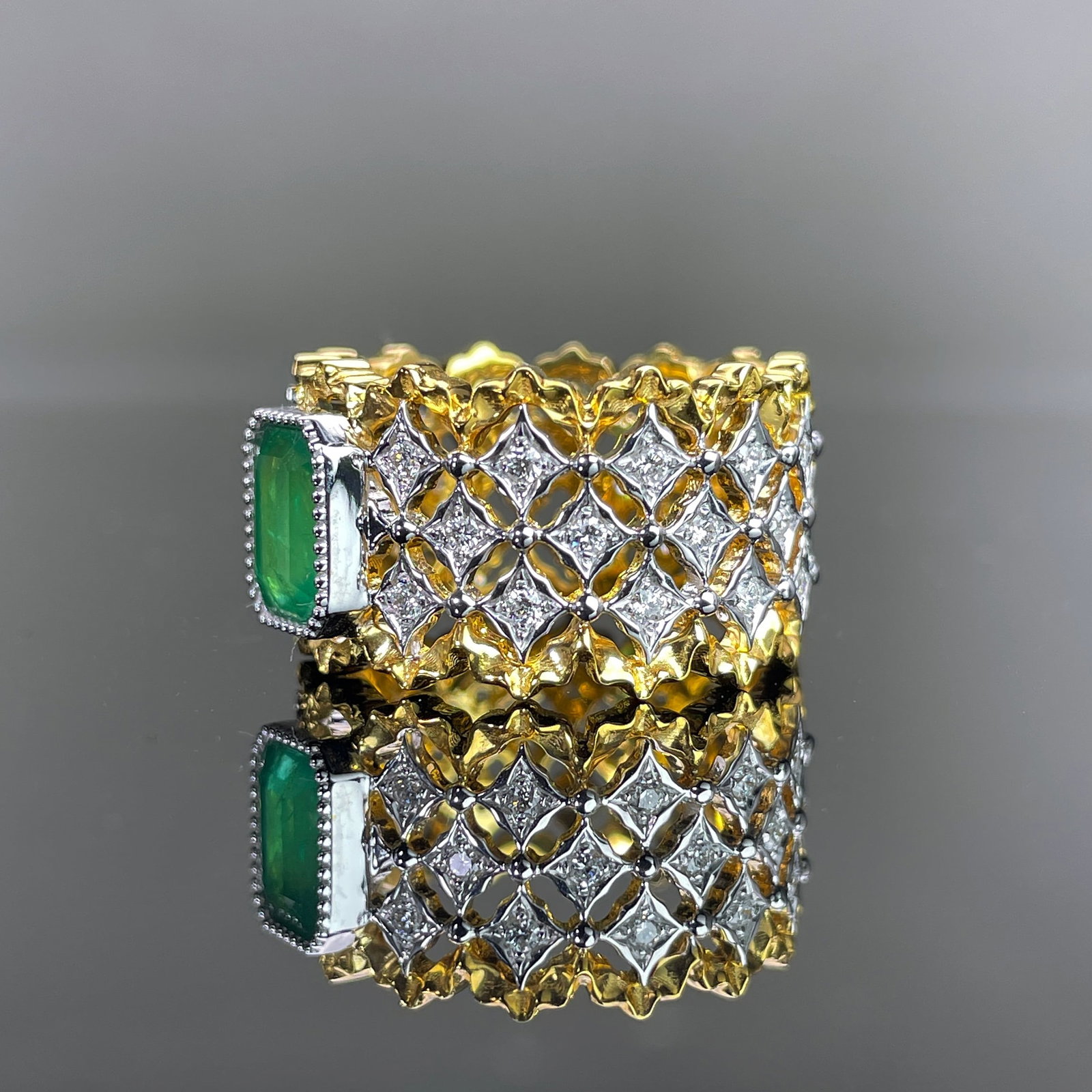 14k Gold 1.24 Ctw Natural Emerald & Diamond Ring - 5