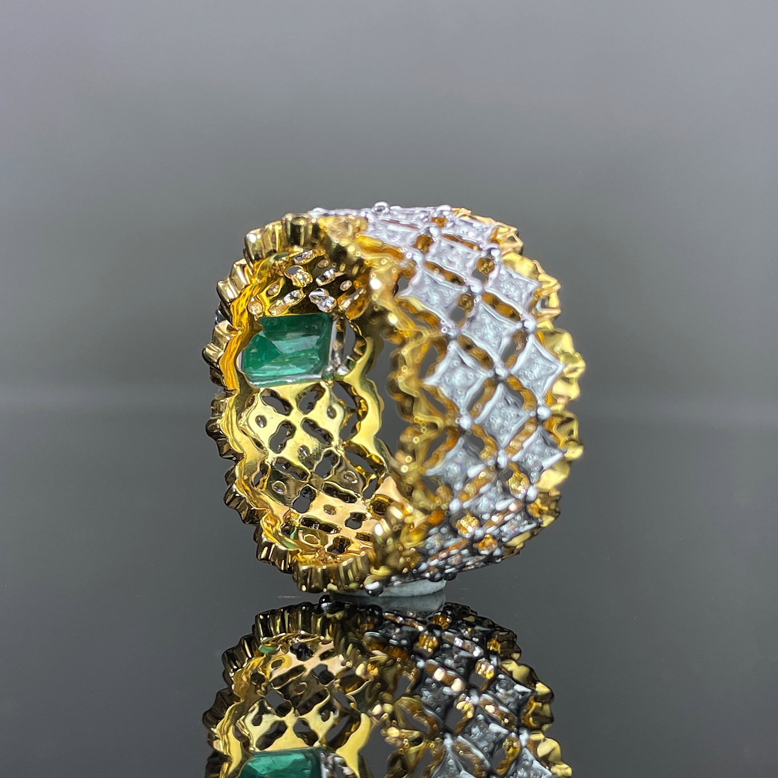 14k Gold 1.24 Ctw Natural Emerald & Diamond Ring - 6