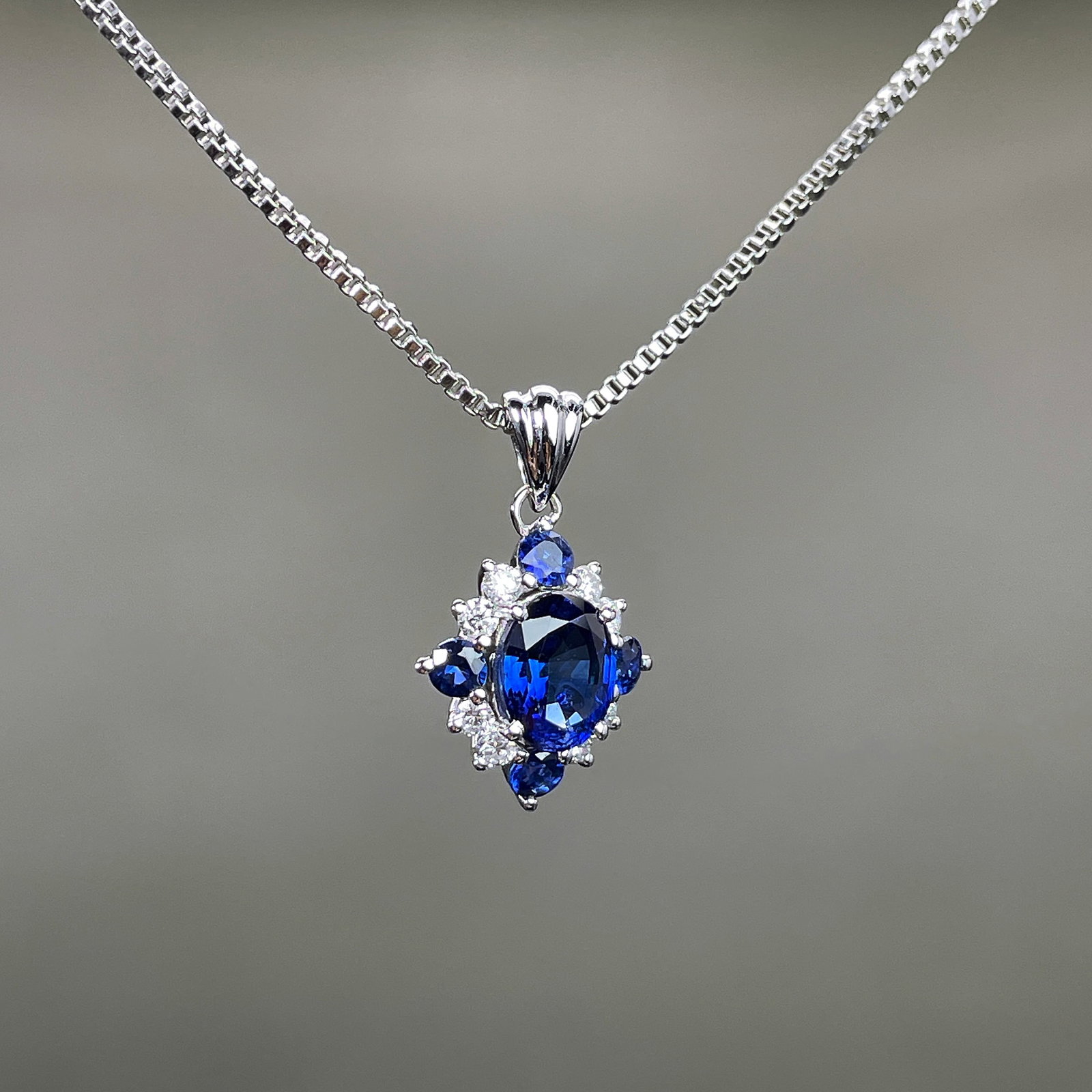 14k Gold 1.18 Ctw Natural Sapphire & Diamond Pendant( Without Chain ) - 3
