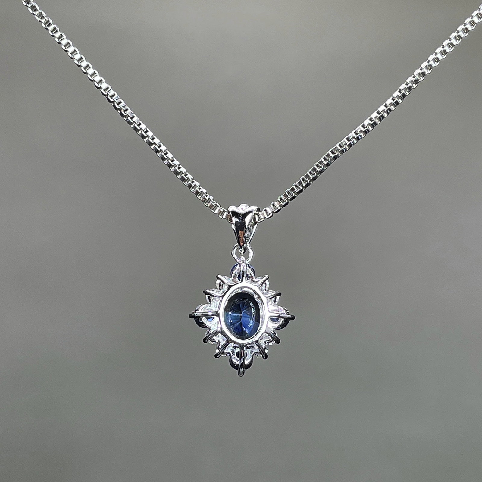14k Gold 1.18 Ctw Natural Sapphire & Diamond Pendant( Without Chain ) - 4