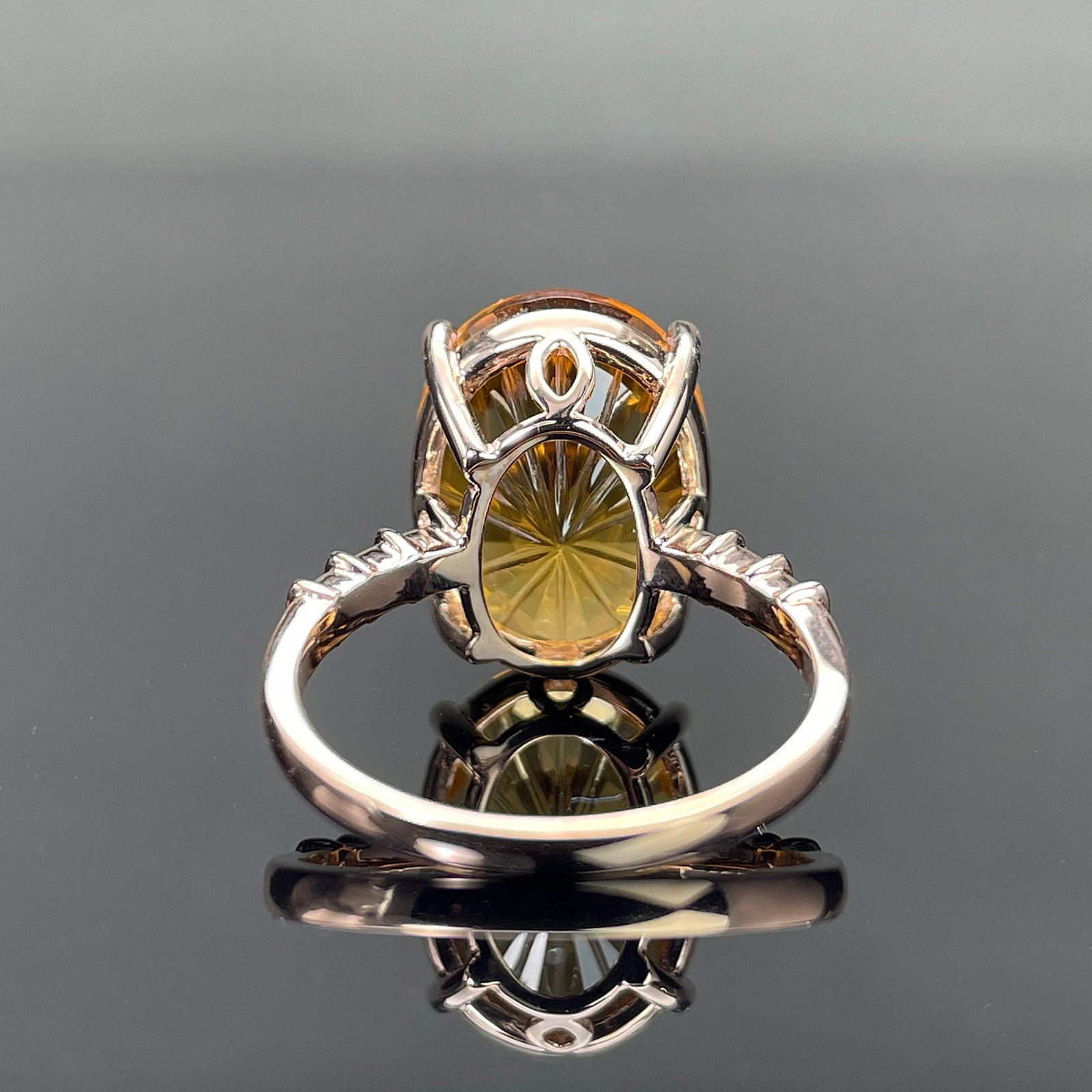 14k Gold 6.52 Ctw Natural Citrine & Diamond Ring - 4