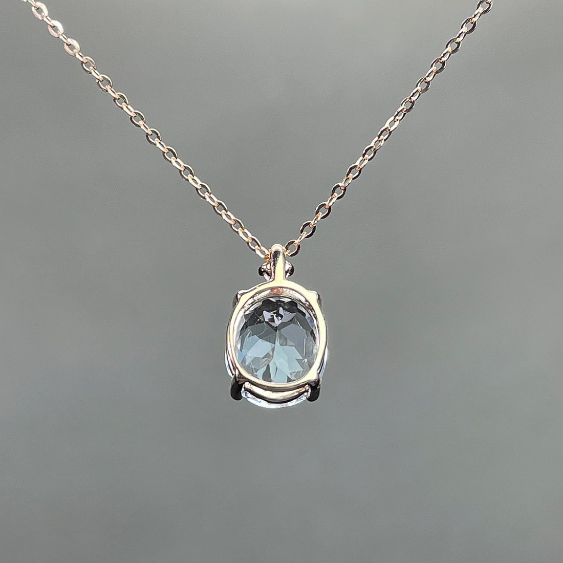 14k Gold 2.05 Ct Natural Aquamarine & Sapphire Necklace - 4