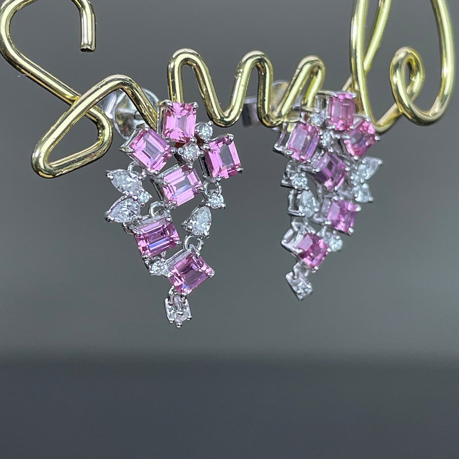14k Gold 4.02 Ctw Natural Sapphire & Diamond Earrings - 3