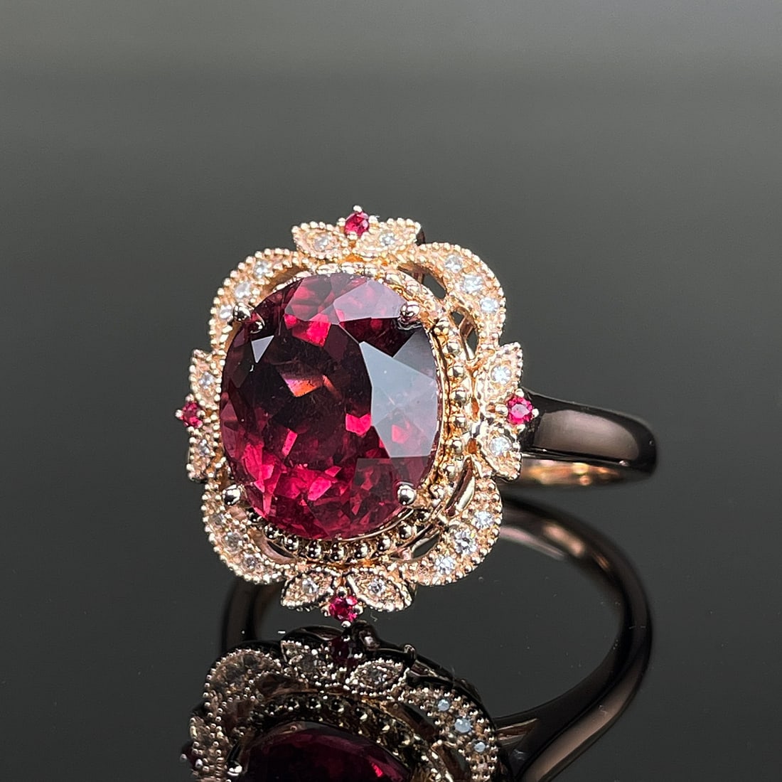 14k Gold 4.00 Ctw Natural Tourmaline & Diamond Ring - 2