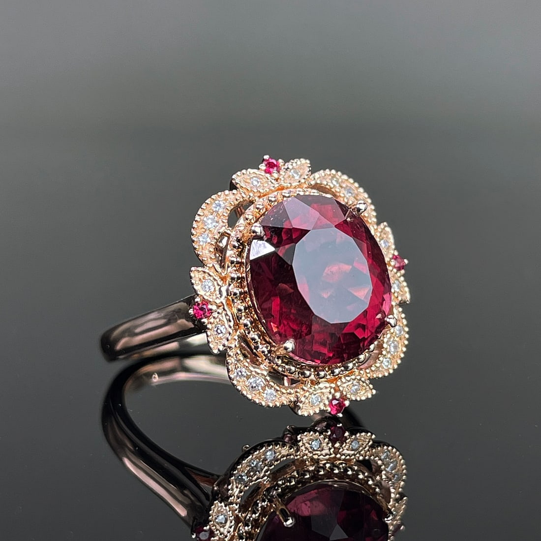 14k Gold 4.00 Ctw Natural Tourmaline & Diamond Ring - 3