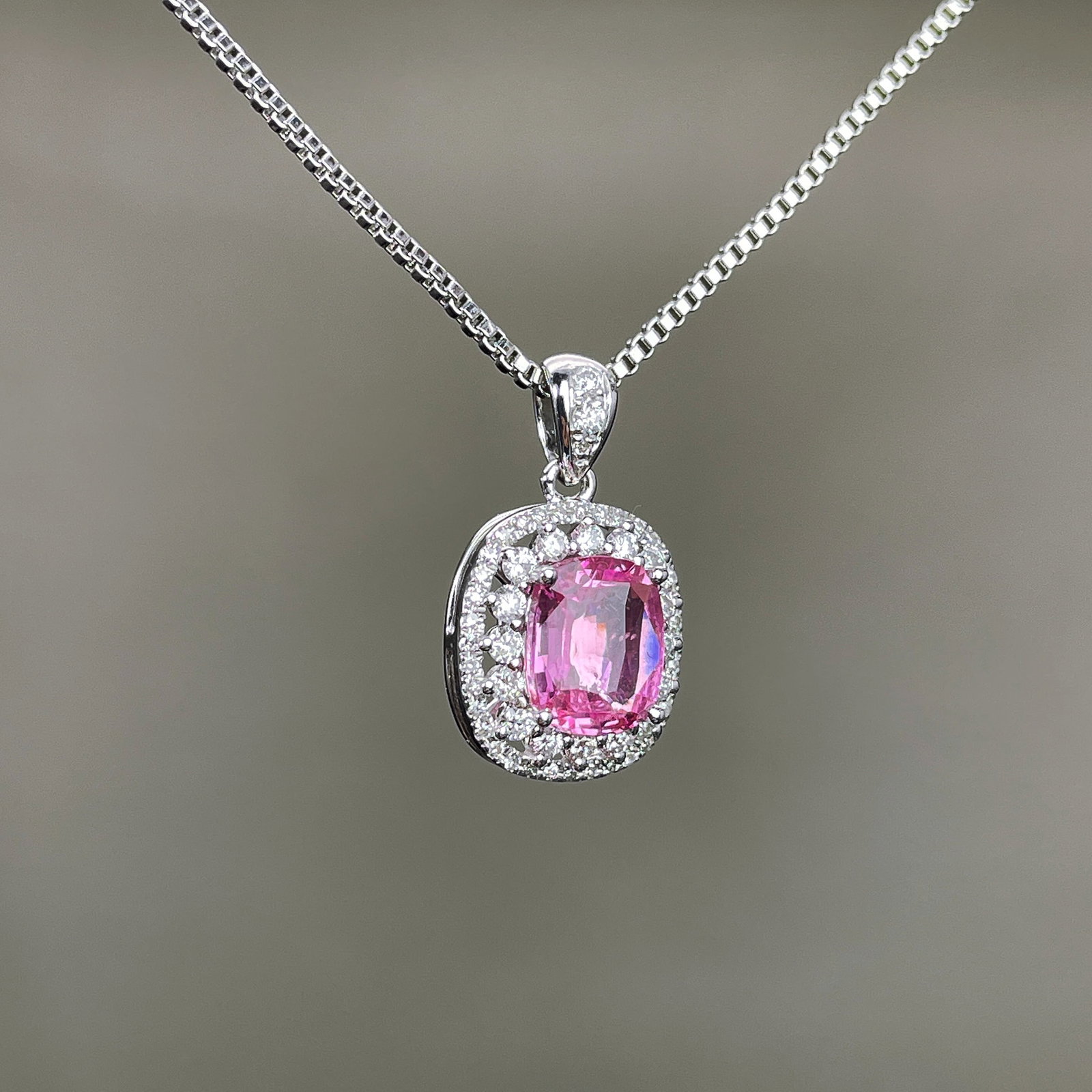 14k Gold 1.5 Ctw Natural Padparadscha Sapphire & Diamond Pendant( Without Chain ) - 3