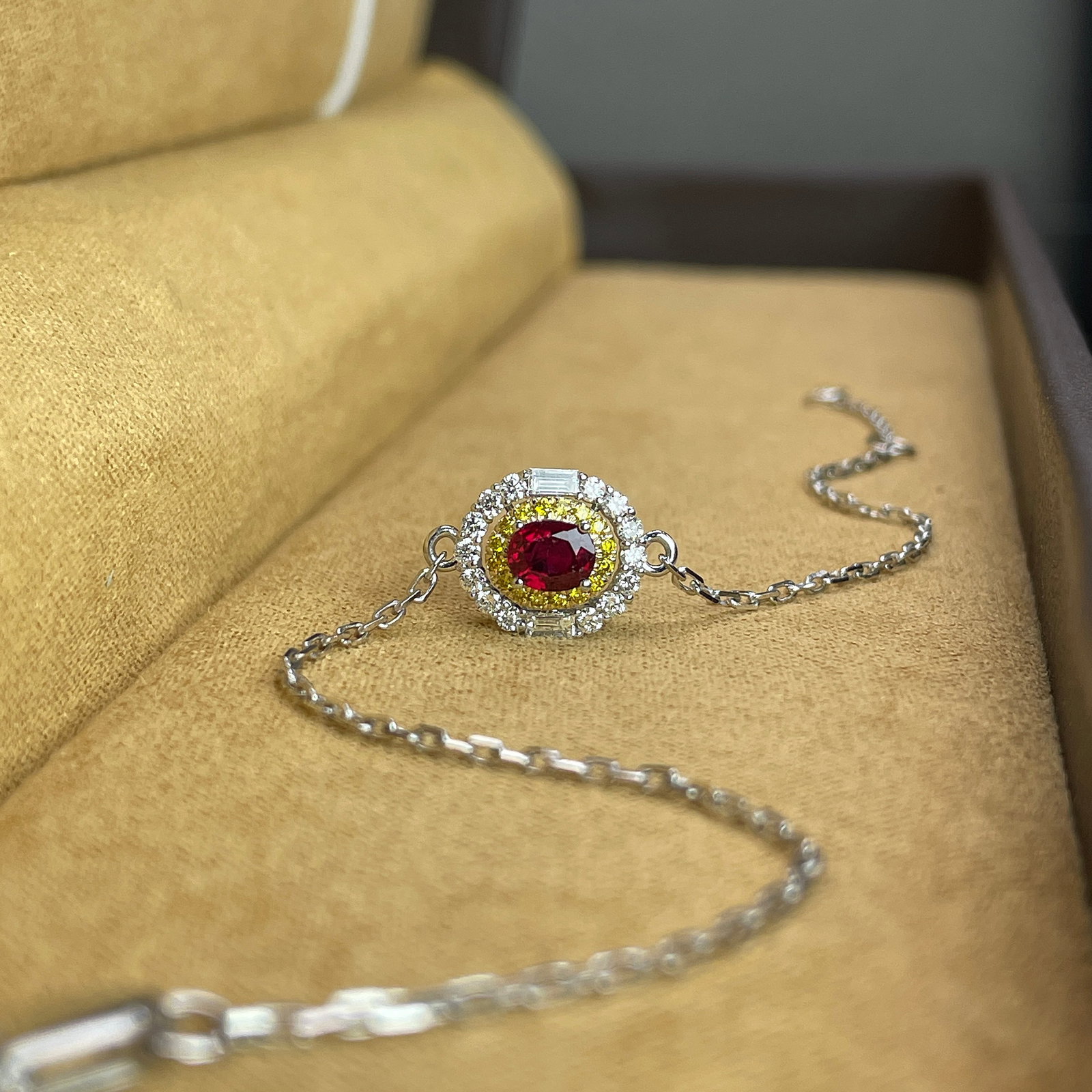 14k Gold 0.62 Ctw Natural Ruby & Diamond Bracelet - 4
