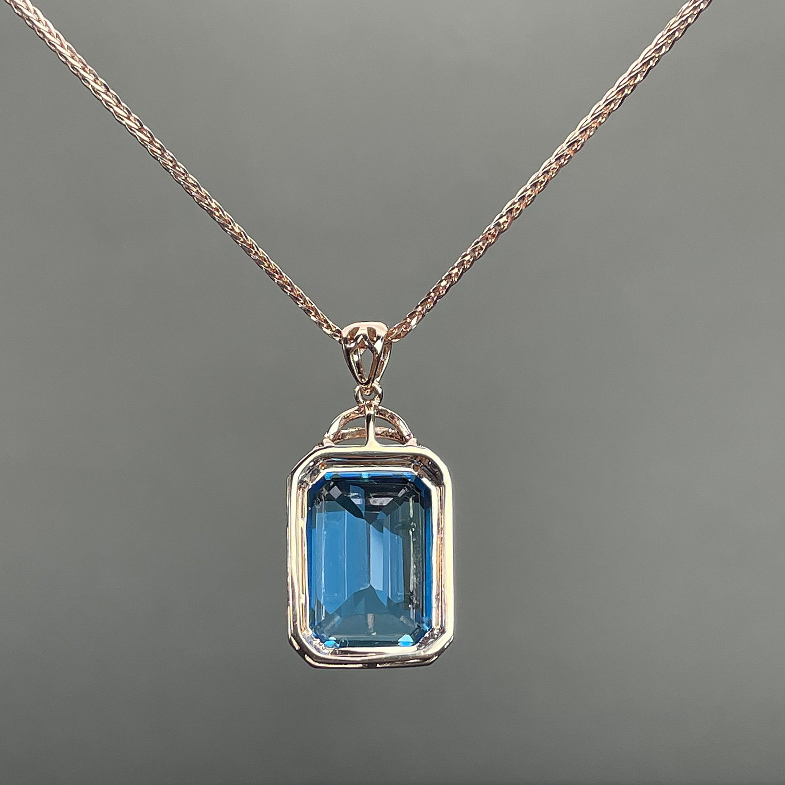 14k Gold 9.53 Ctw Natural Topaz & Diamond Pendant( Without Chain ) - 4