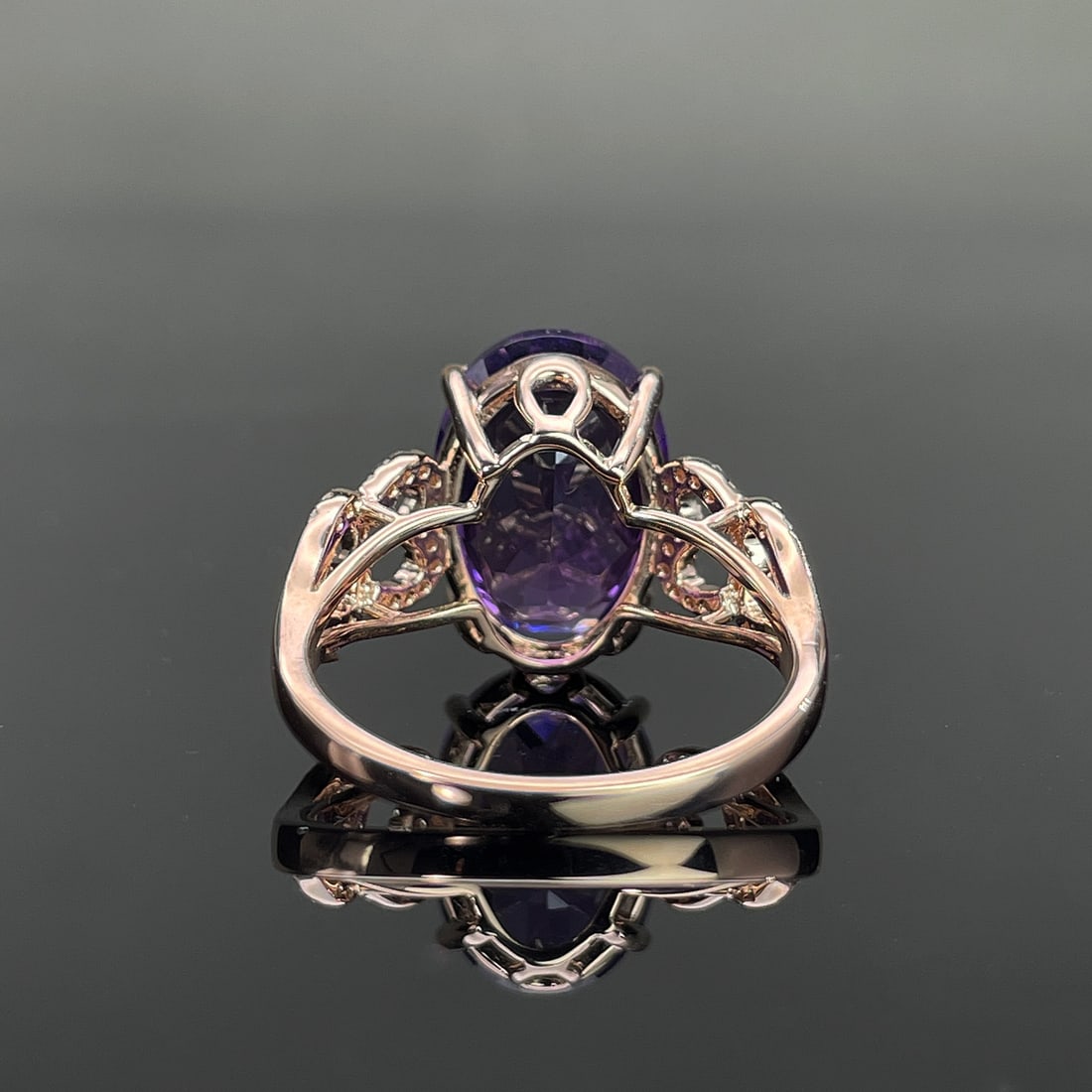 14k Gold 6.25 Ctw Natural Amethyst & Diamond Ring - 4