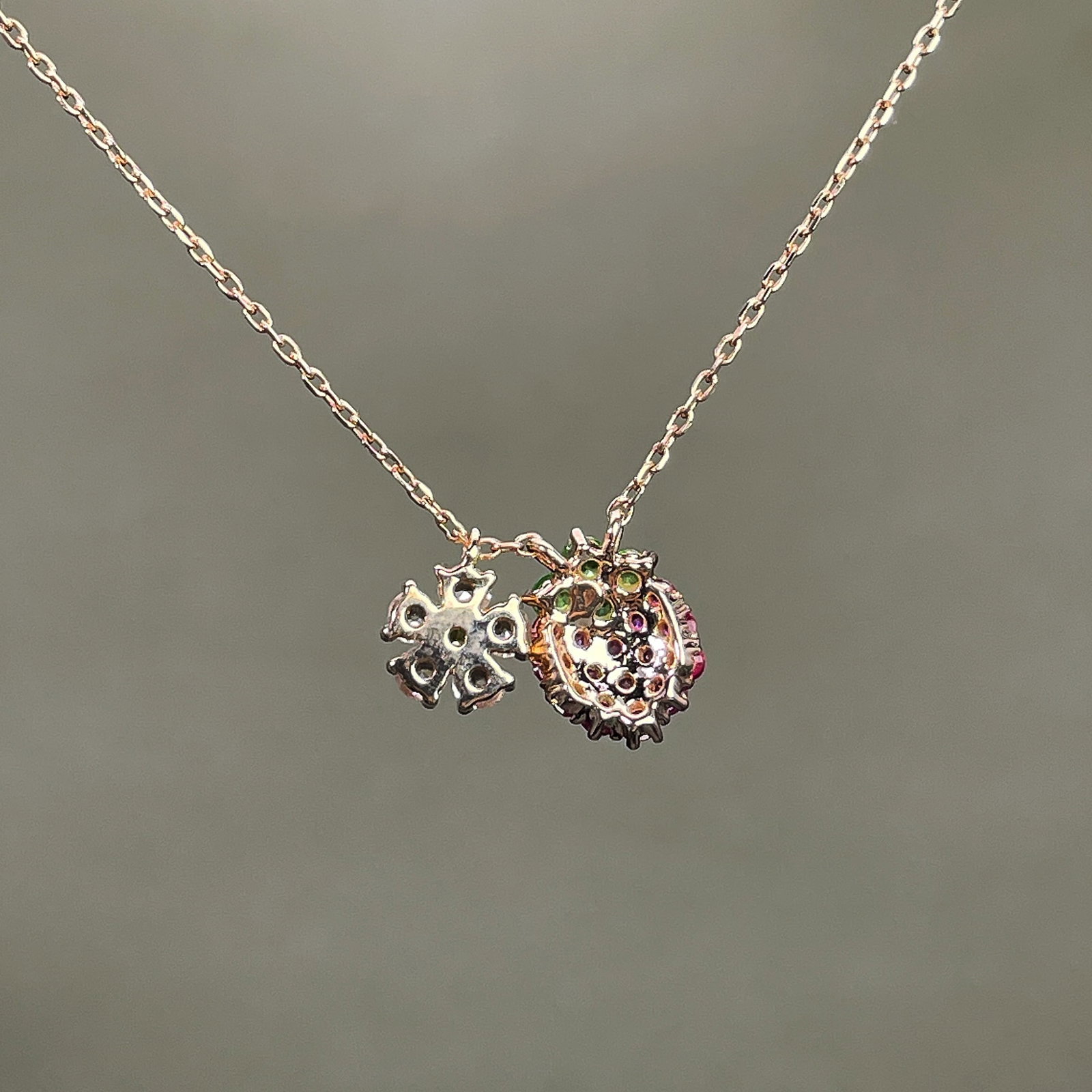 14k Gold 0.94 Ctw Natural Ruby & Sapphire Necklace - 4