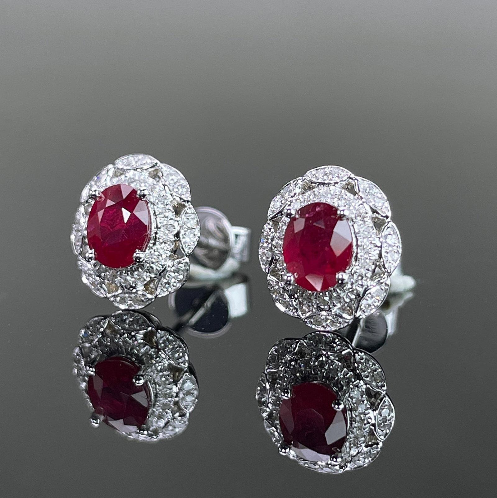 14k Gold 1.14 Ctw Natural Ruby & Diamond Earrings - 2