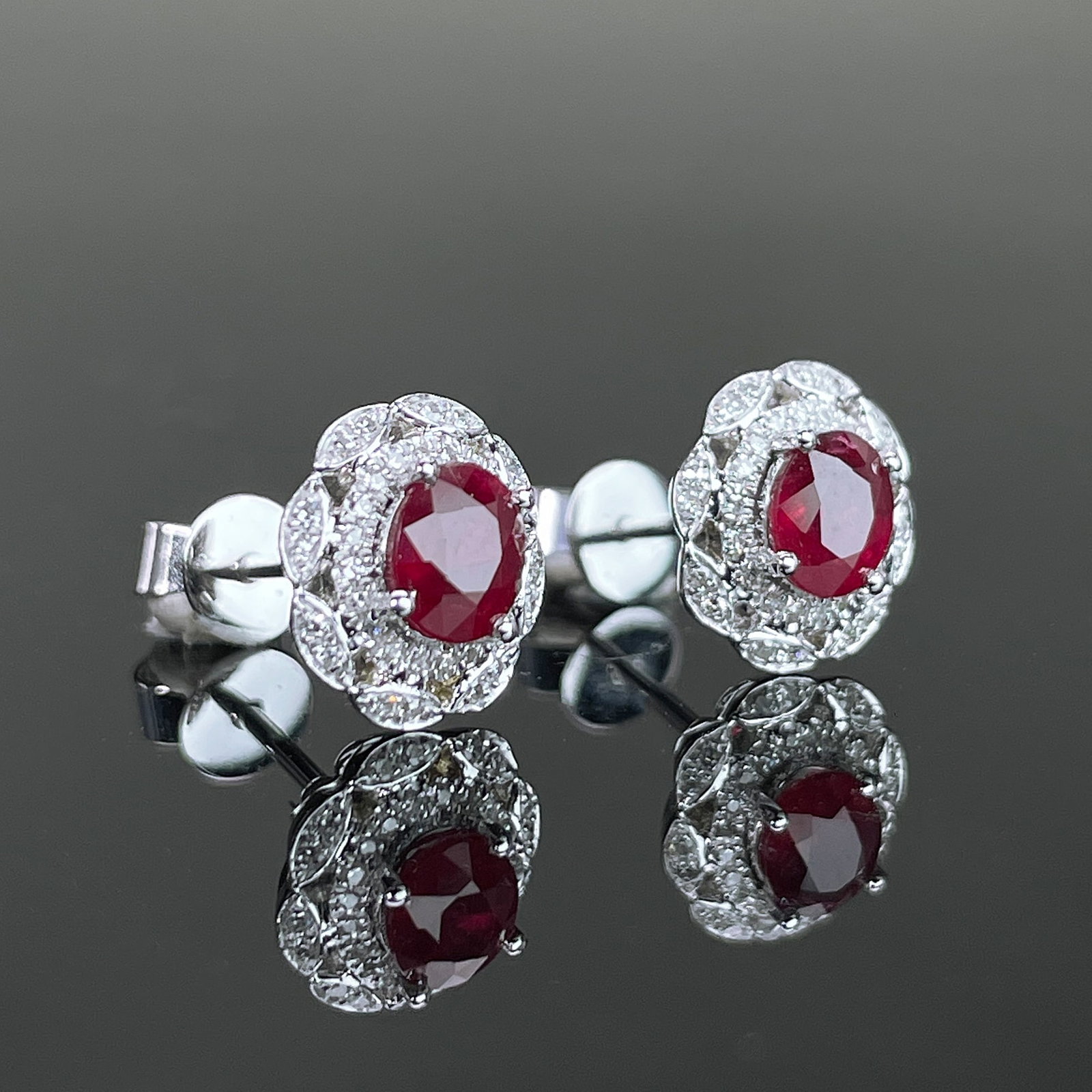 14k Gold 1.14 Ctw Natural Ruby & Diamond Earrings - 3
