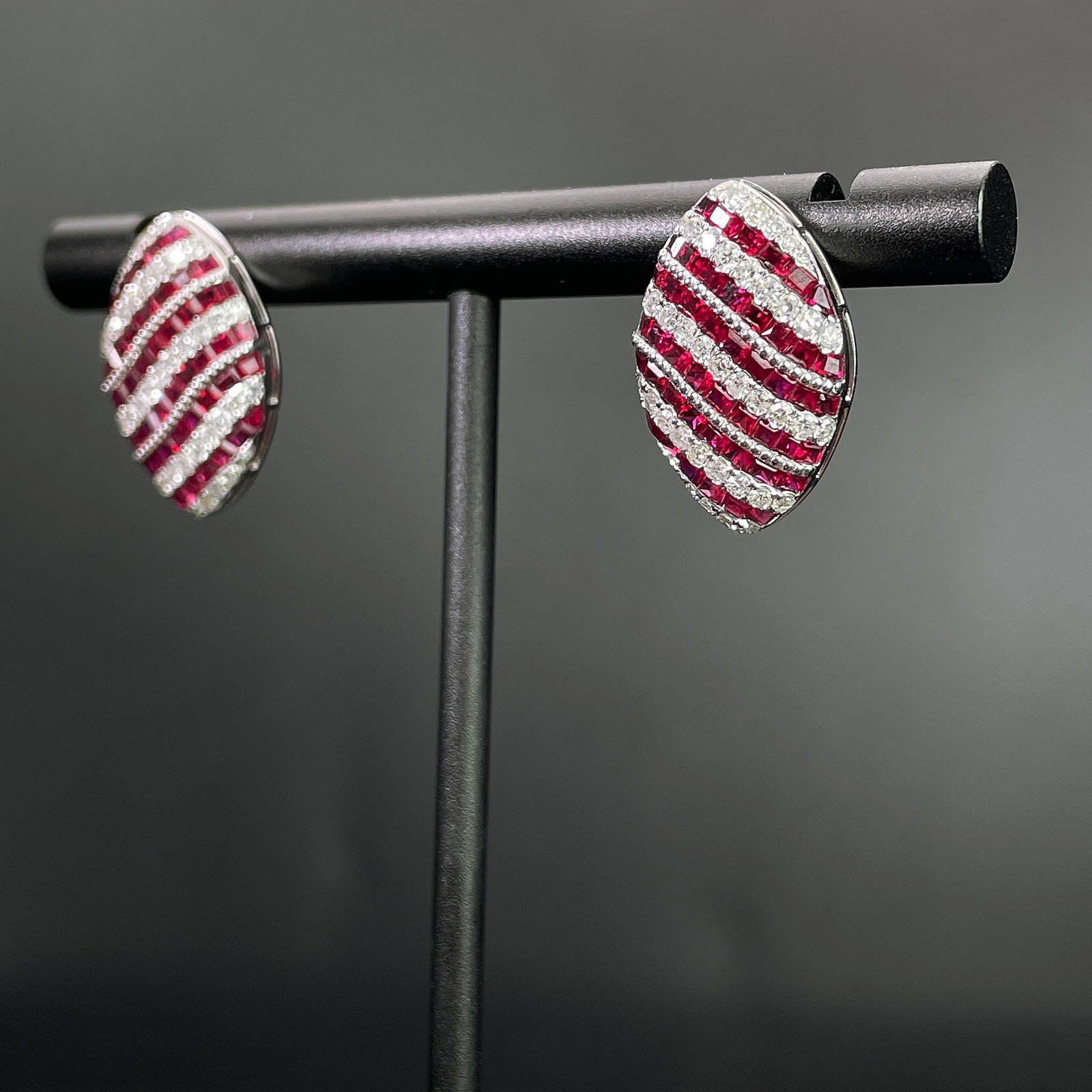 14k Gold 2.9 Ctw Natural Ruby & Diamond Earrings - 3
