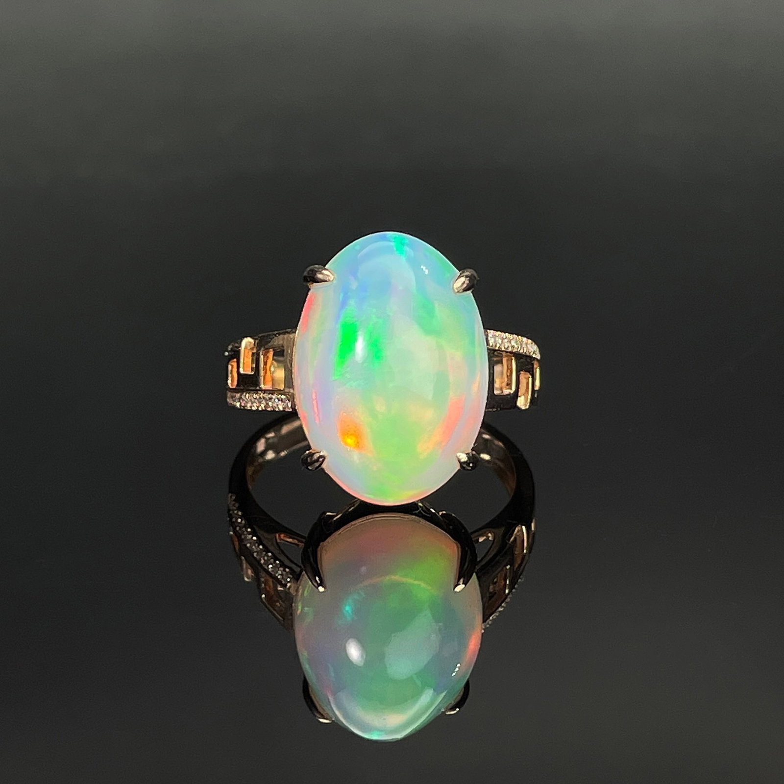 14k Gold 7.22 Ctw Natural Opal & Diamond Ring (1 of 5)