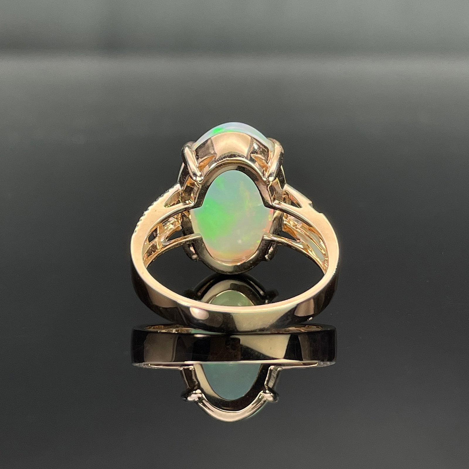 14k Gold 7.22 Ctw Natural Opal & Diamond Ring - 4