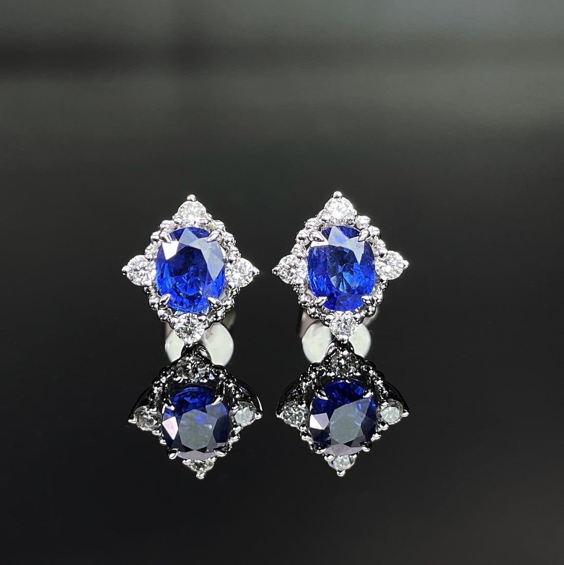 14k Gold 1.10 Ctw Natural Sapphire & Diamond Earrings (1 of 5)