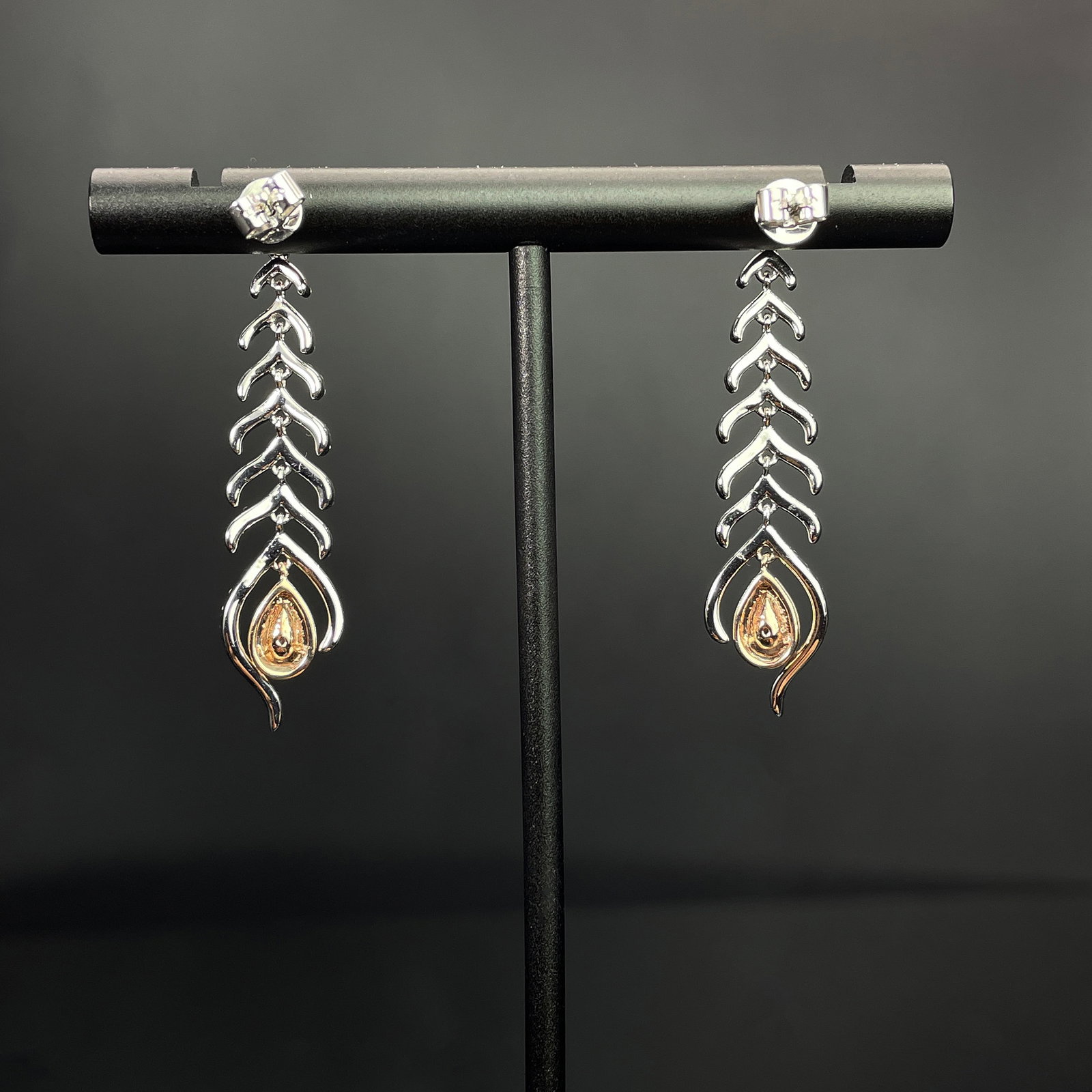 14k Gold 1.30 Ctw Natural Pink Diamond & Diamond Earrings - 4