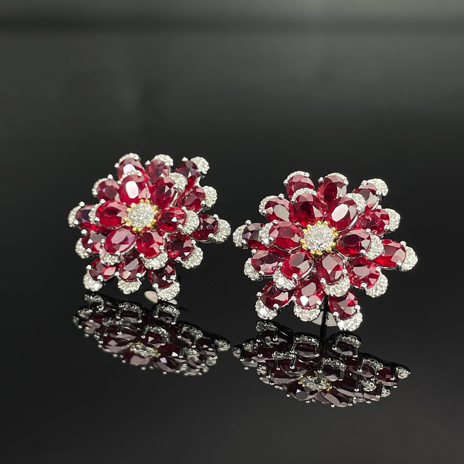 14k Gold 11.85 Ctw Natural Ruby & Diamond Earrings - 2