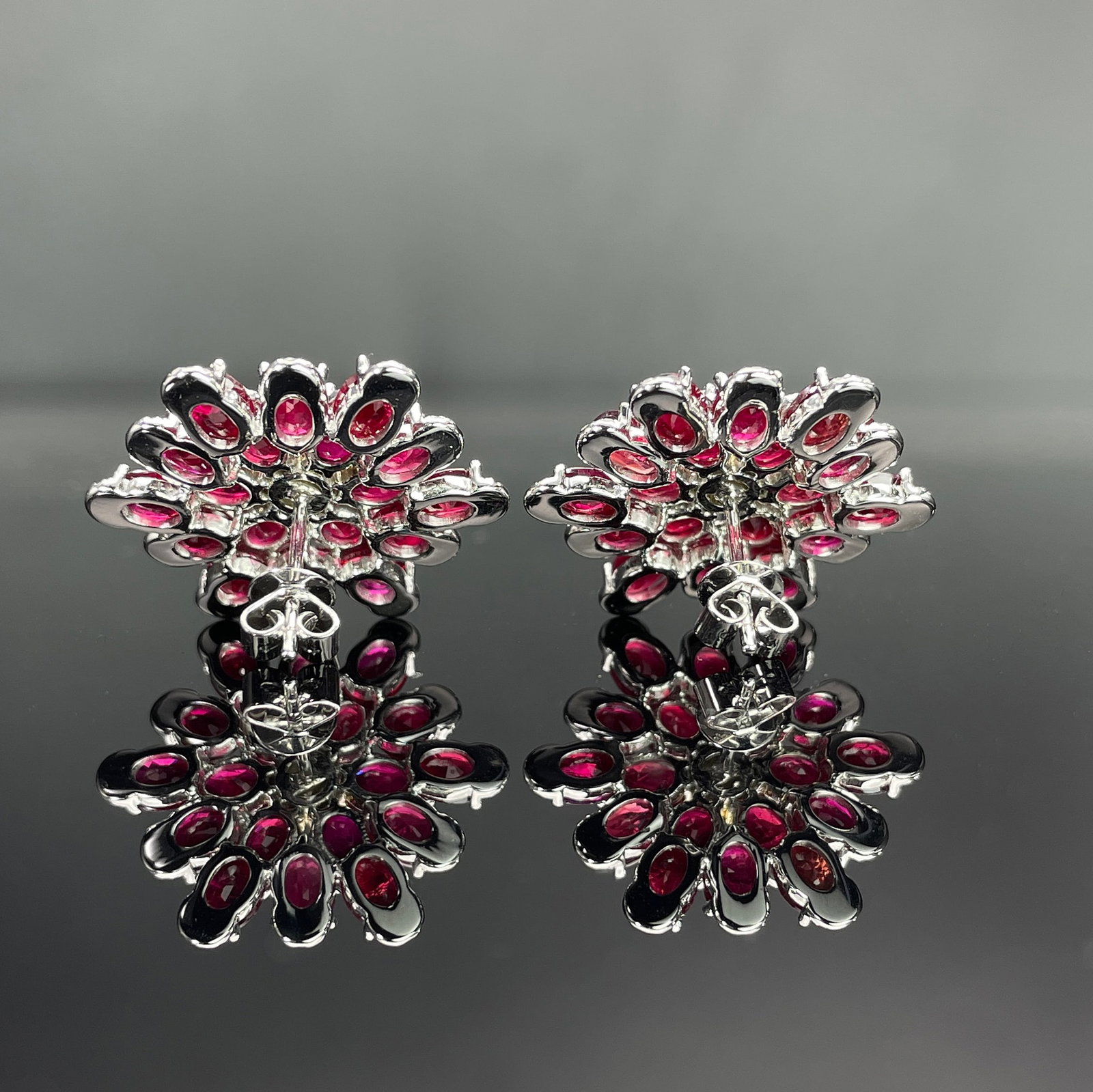 14k Gold 11.85 Ctw Natural Ruby & Diamond Earrings - 4