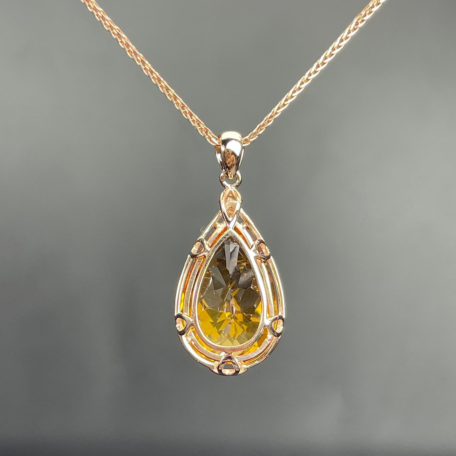 14k Gold 6.91 Ctw Natural Citrine & Diamond Pendant( Without Chain ) - 4