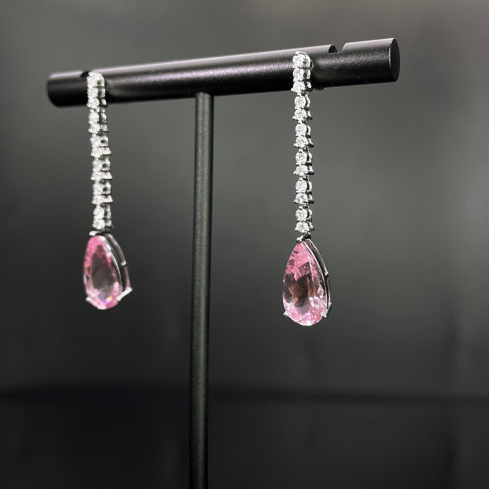 14k Gold 3.73 Ctw Natural Morganite & Diamond Earrings - 2