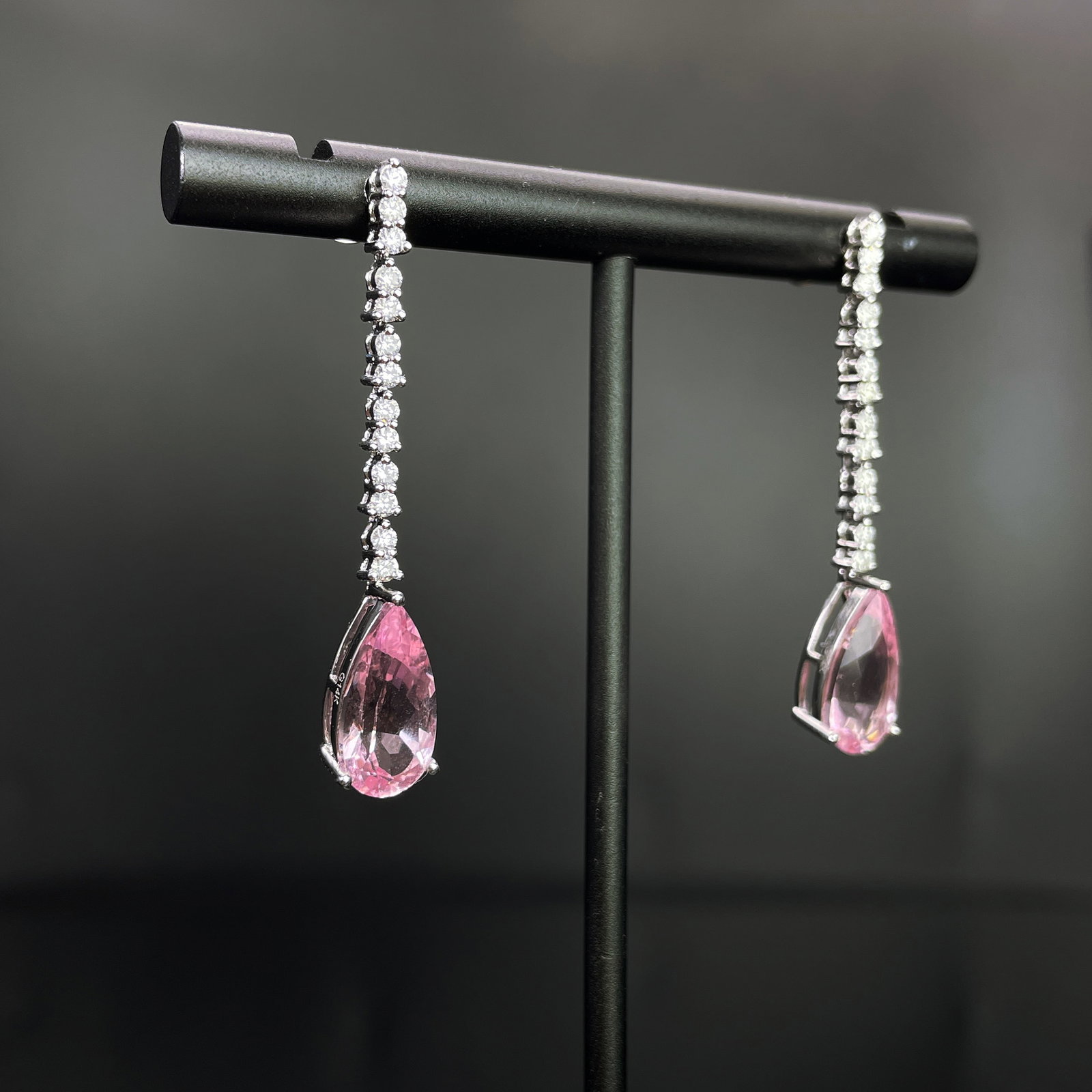 14k Gold 3.73 Ctw Natural Morganite & Diamond Earrings - 3