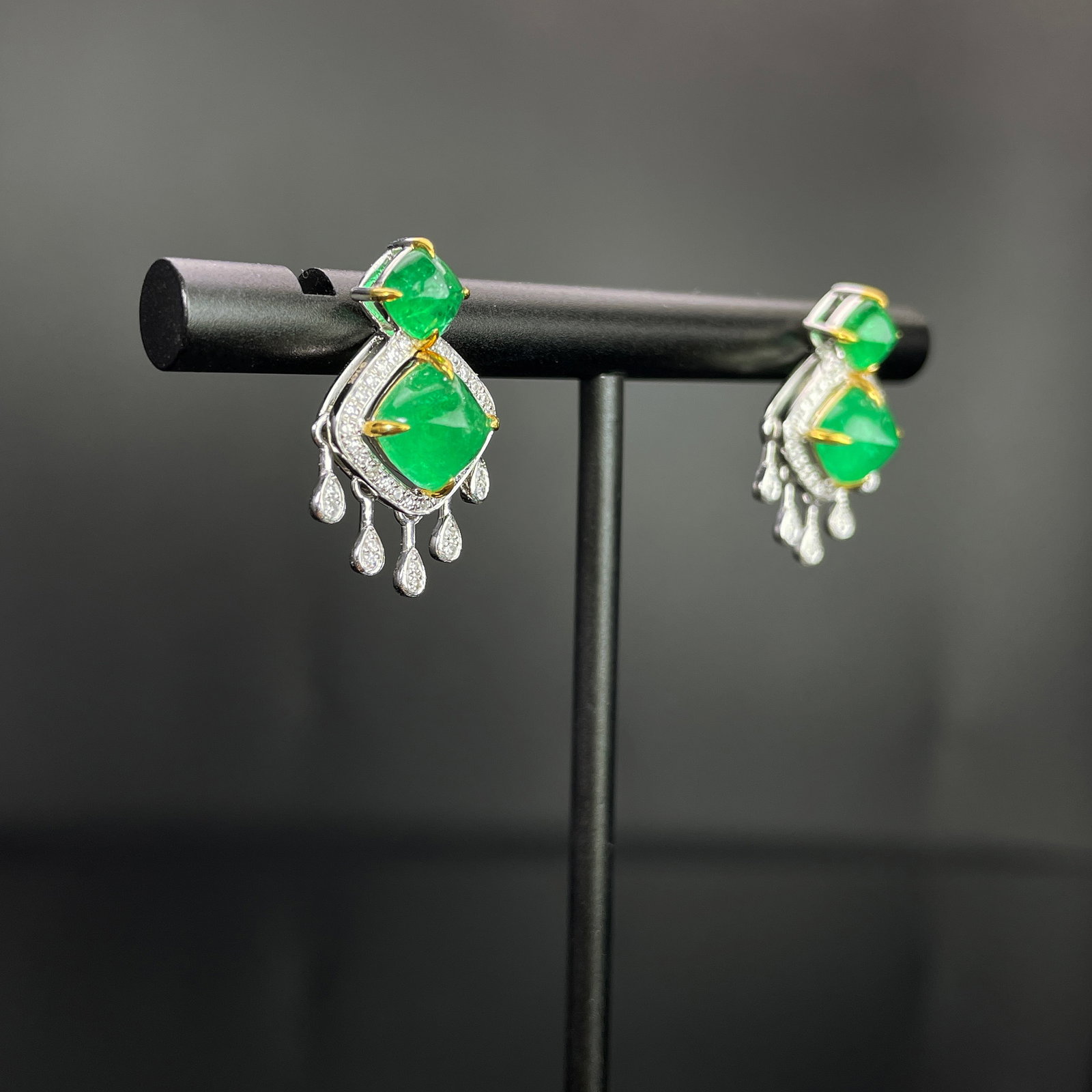 14k Gold 3.03 Ctw Natural Emerald & Diamond Earrings - 3