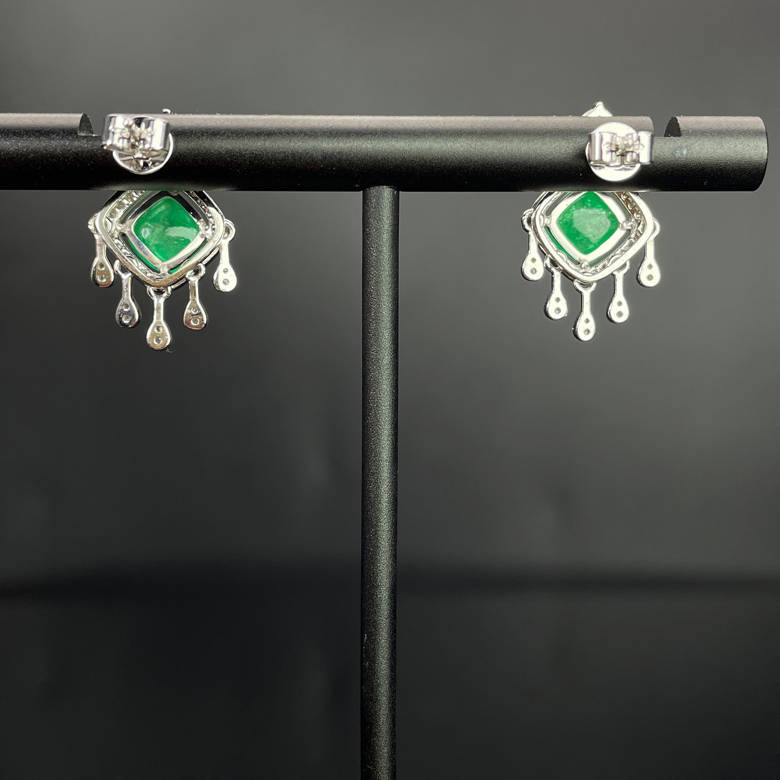 14k Gold 3.03 Ctw Natural Emerald & Diamond Earrings - 4