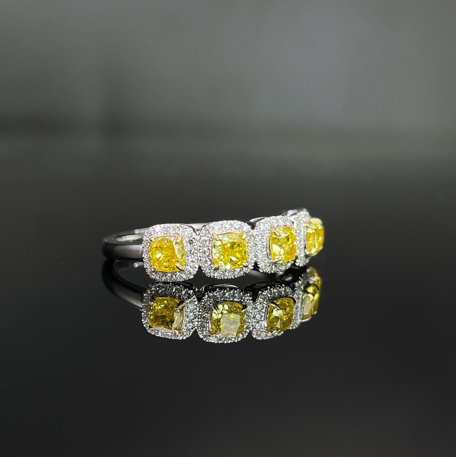 14k Gold 1.22 Ctw Natural Yellow Diamond & Diamond Ring - 3