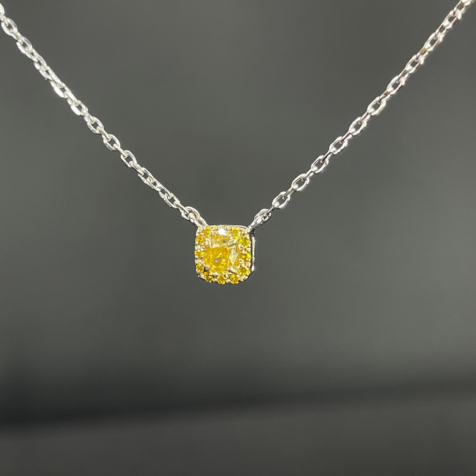 14k Gold 0.18 Ctw Natural Yellow Diamond & Diamond Necklace - 2