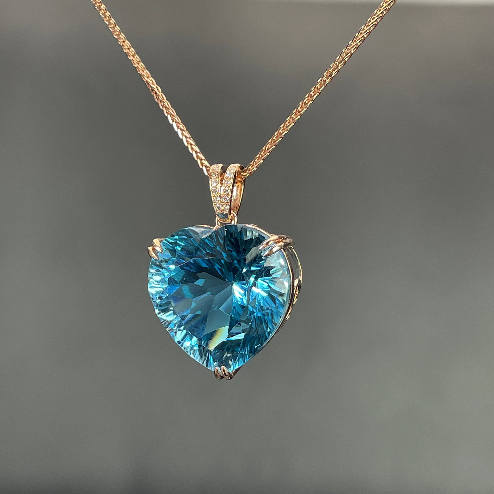 14k Gold 26.55 Ctw Natural Topaz & Diamond Pendant( Without Chain ) - 2
