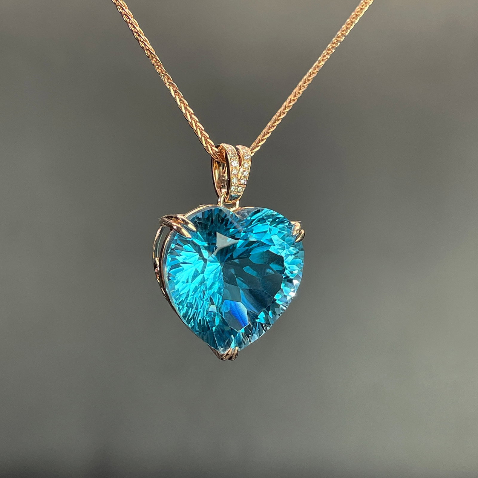14k Gold 26.55 Ctw Natural Topaz & Diamond Pendant( Without Chain ) - 3