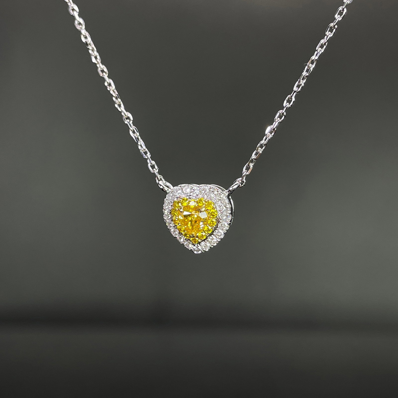 14k Gold 0.36 Ctw Natural Yellow Diamond & Diamond Necklace - 2