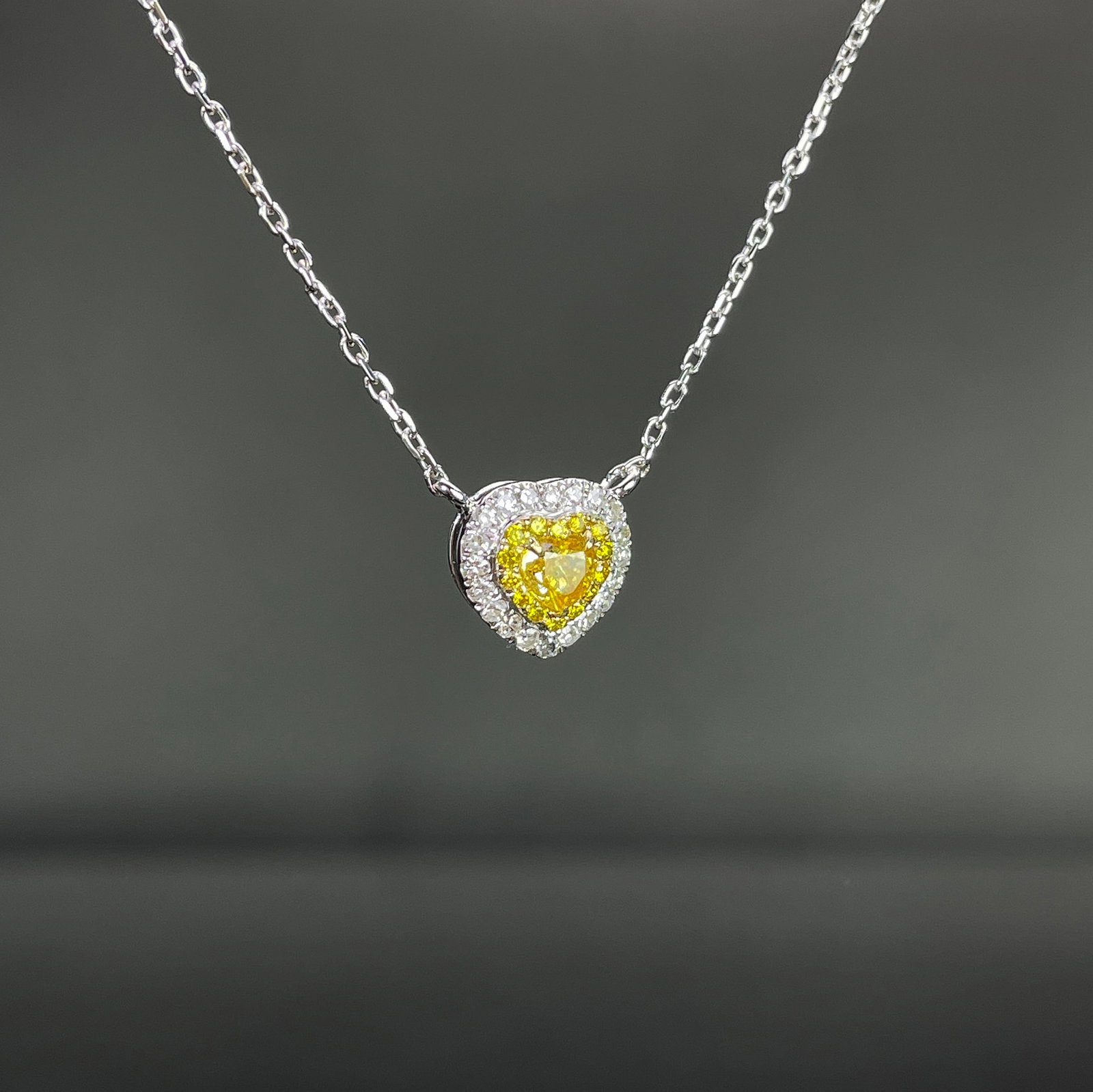 14k Gold 0.36 Ctw Natural Yellow Diamond & Diamond Necklace - 3