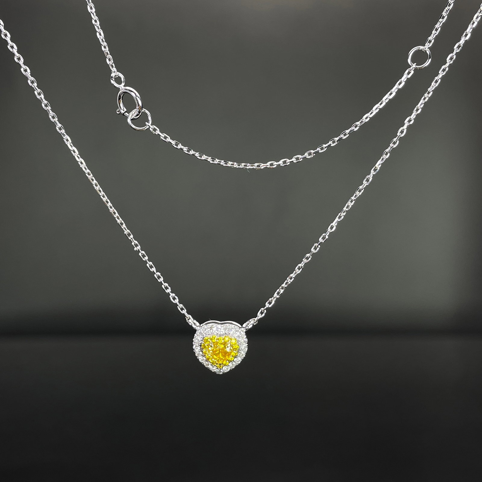 14k Gold 0.36 Ctw Natural Yellow Diamond & Diamond Necklace - 5