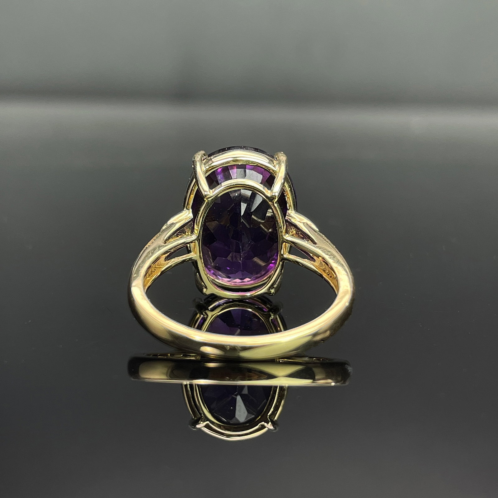 14k Gold 9.08 Ctw Natural Amethyst & Diamond Ring - 4